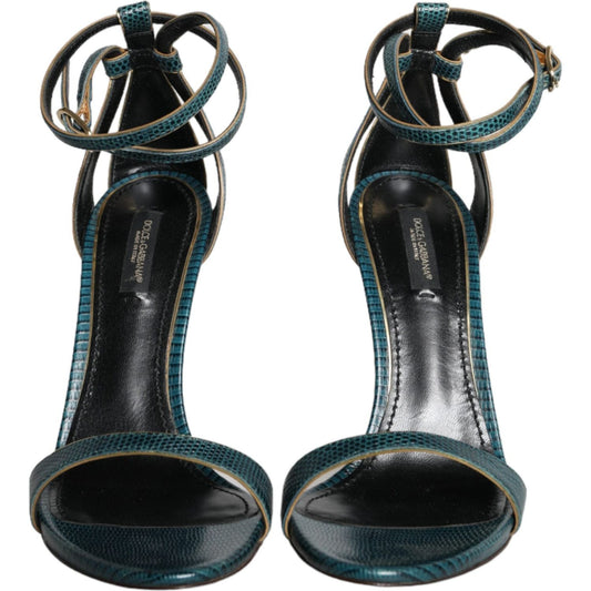 Dolce & Gabbana Dark Green Calf Leather Heels Sandals Shoes LA10356-38