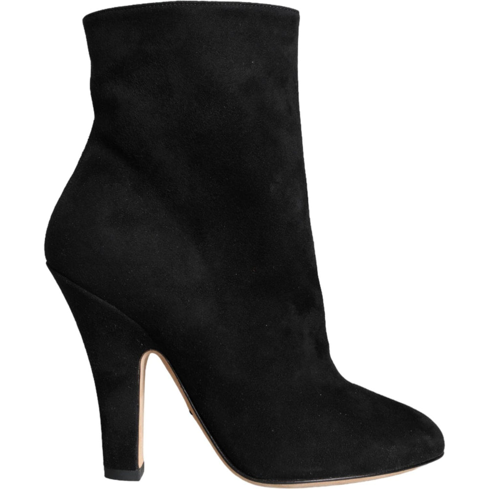 Dolce & Gabbana Black Suede Leather Mid Calf Boots Shoes LA11271-36