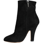 Dolce & Gabbana Black Suede Leather Mid Calf Boots Shoes LA11271-36