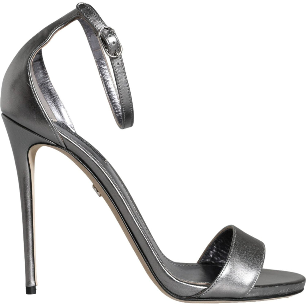 Dolce & Gabbana Silver KEIRA Heels Ankle Strap Sandals Shoes LA11339-40