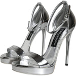 Dolce & Gabbana Silver KEIRA Heels Ankle Strap Sandals Shoes Dolce & Gabbana Light Slate Gray