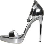 Dolce & Gabbana Silver KEIRA Heels Ankle Strap Sandals Shoes Dolce & Gabbana Dark Gray
