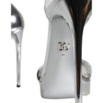 Dolce & Gabbana Silver KEIRA Heels Ankle Strap Sandals Shoes Dolce & Gabbana Gray