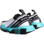 Dolce & Gabbana White Blue Slip On Sorrento Sneakers Shoes LA11351-36