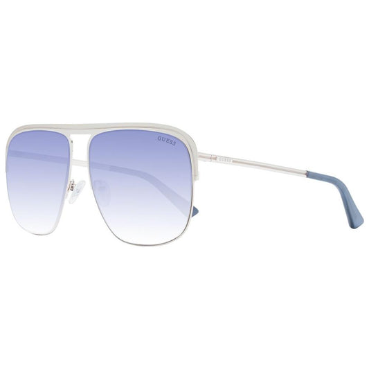 Guess Gold unisex aviator sunglasses with blue gradient lenses and metal full-rim frame. Includes branded case for stylish protection.