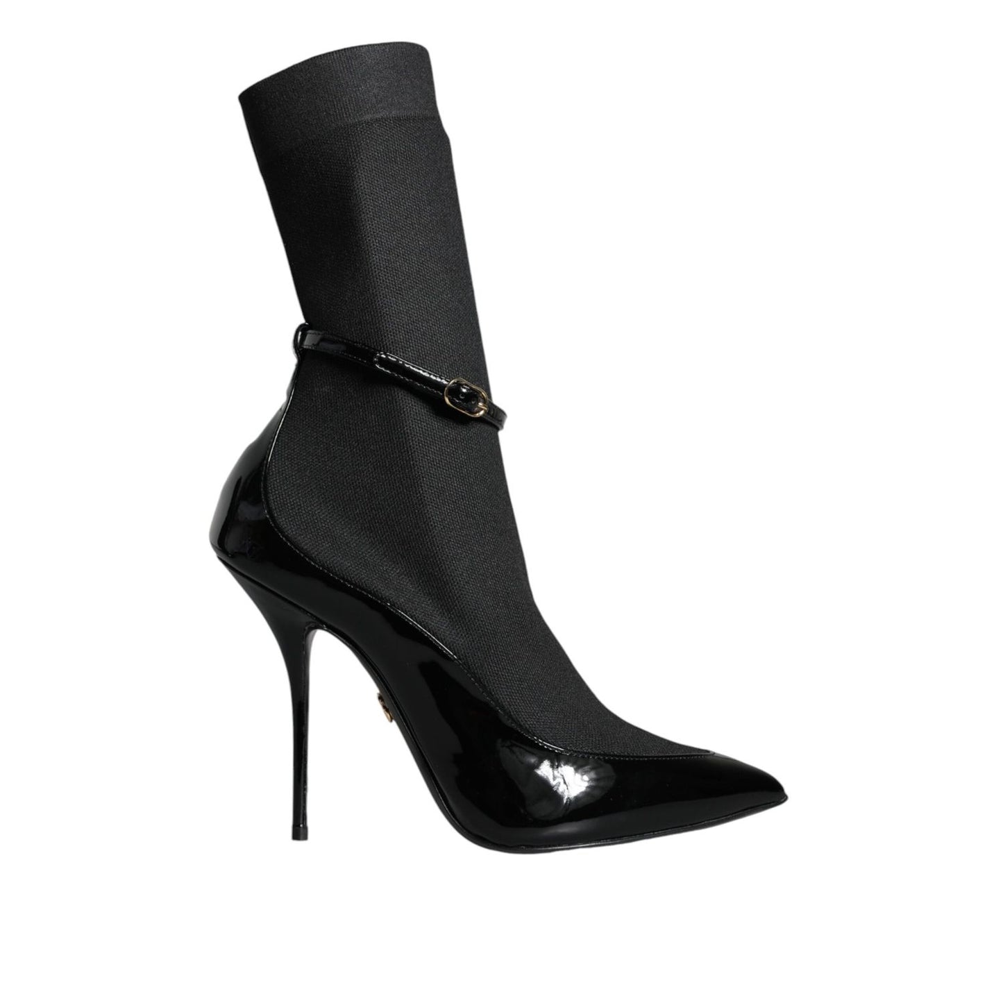 Dolce & Gabbana Black Leather Stilettos Booties Socks Shoes