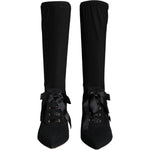 Dolce & Gabbana Black Stiletto Heels Mid Calf Boots Shoes