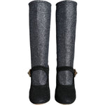 Dolce & Gabbana Black Crystal Mary Janes Booties Shoes