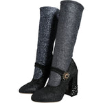 Dolce & Gabbana Black Crystal Mary Janes Booties Shoes