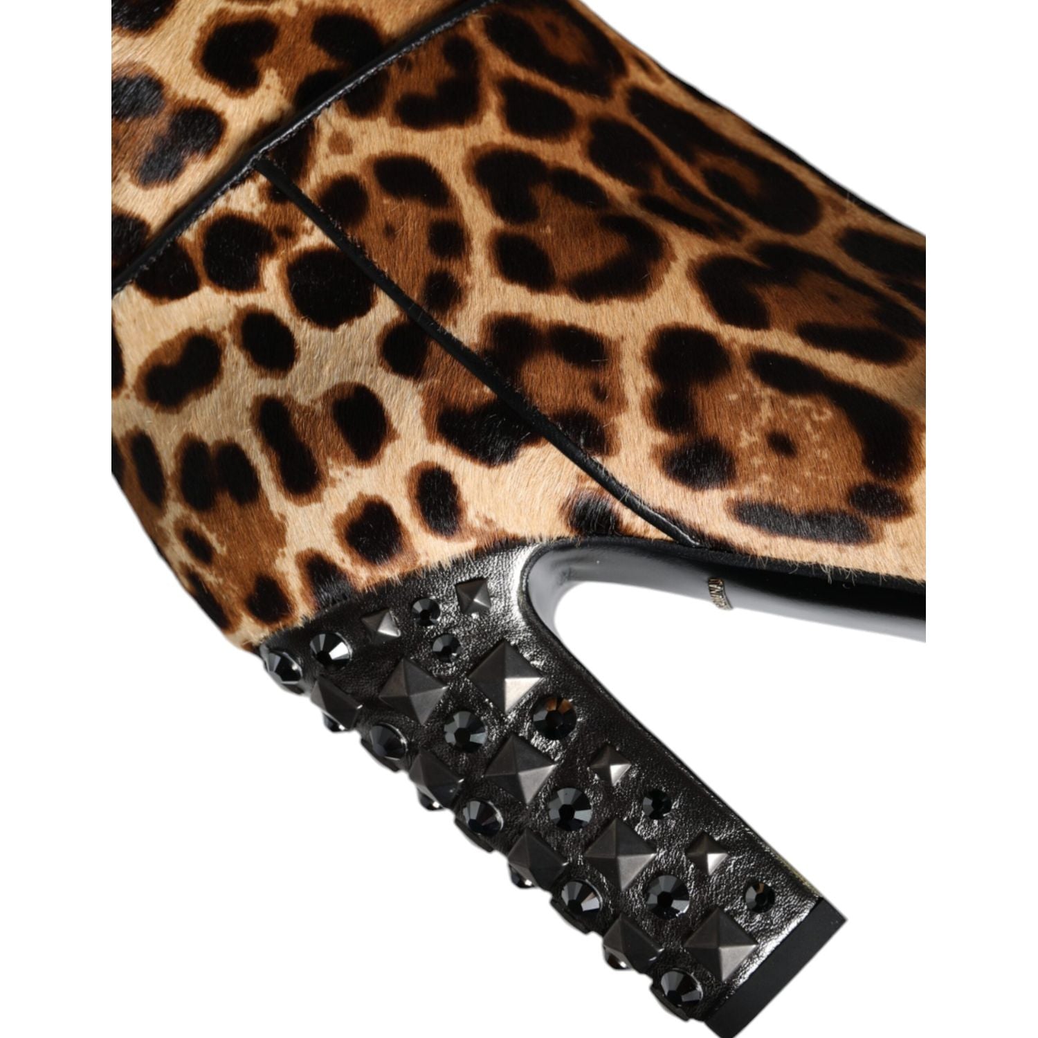 Dolce & Gabbana Beige Black Leopard Knee High Boots Shoes
