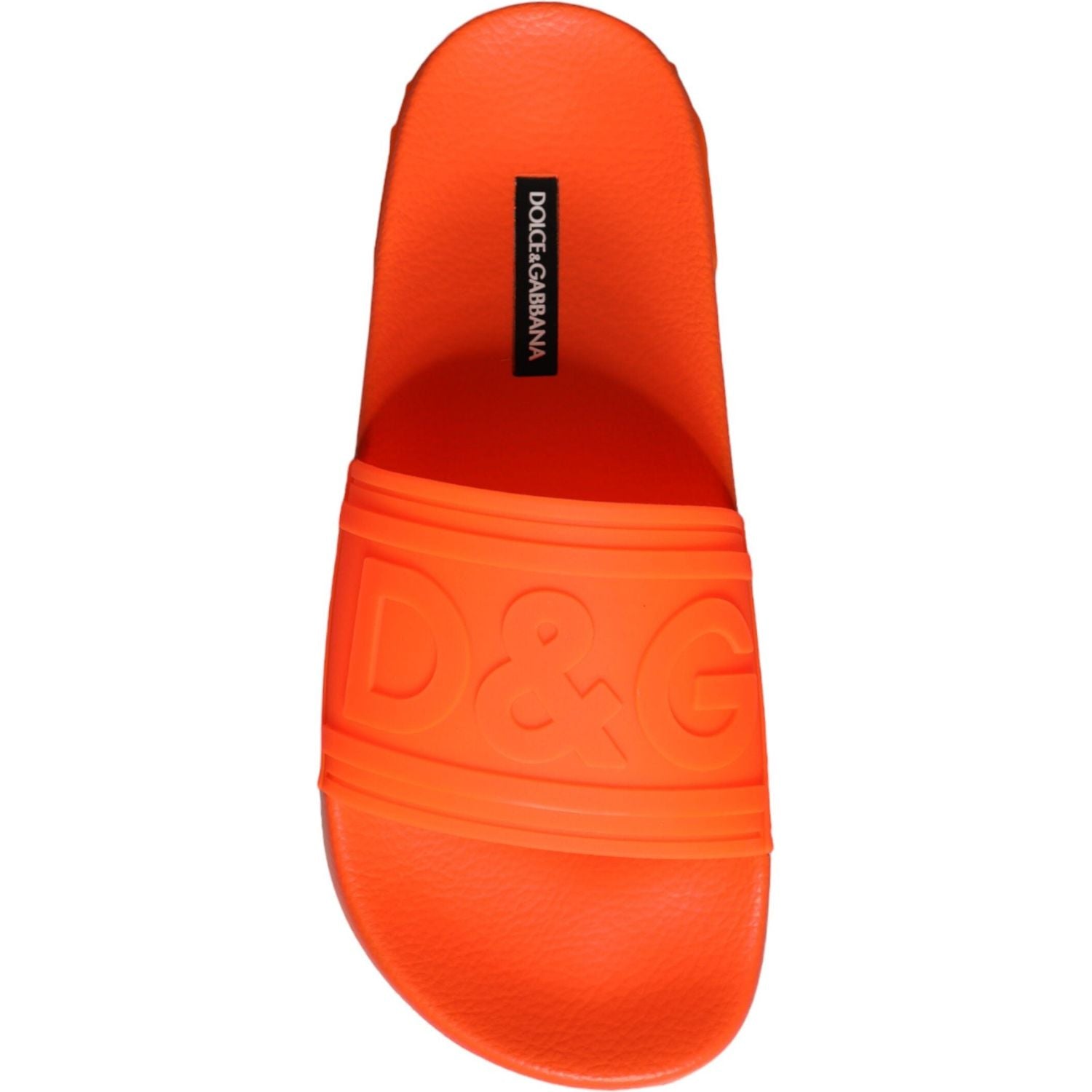 Dolce & Gabbana Orange Rubber Slides Sandals Beachwear Shoes