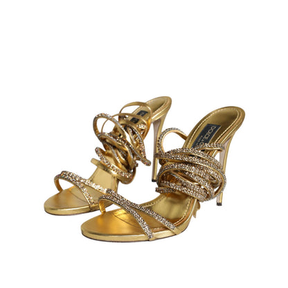 Dolce & Gabbana Gold Crystals Keira Heels Sandals Shoes