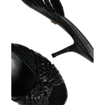 Dolce & Gabbana Black Leather Heels Slides Sandals Shoes