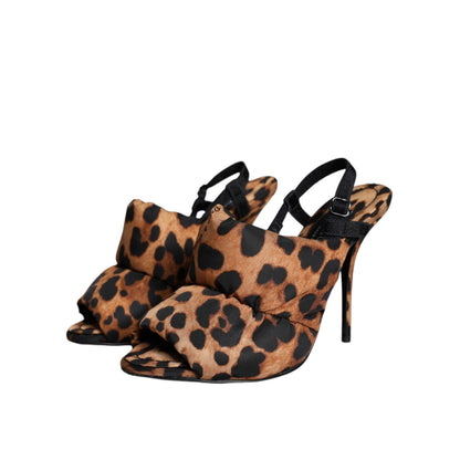 Dolce & Gabbana Brown Leopard Keira Slingback Sandals Shoes