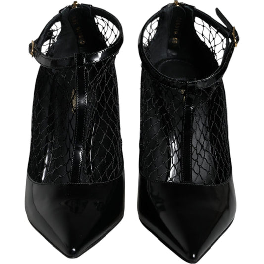 Dolce & Gabbana Black Mesh Patent Leather Heels Pumps Shoes LA11434-39