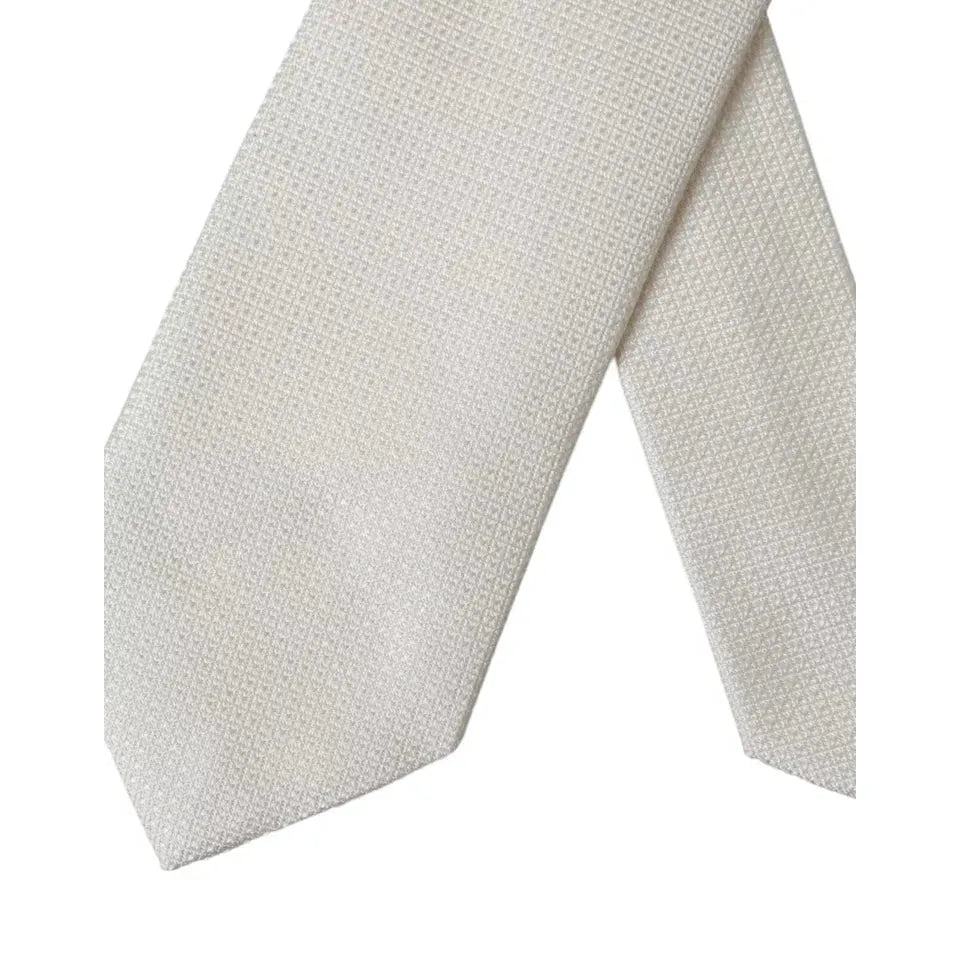 Dolce & Gabbana Off White Patterned Silk Classic Adjustable Tie
