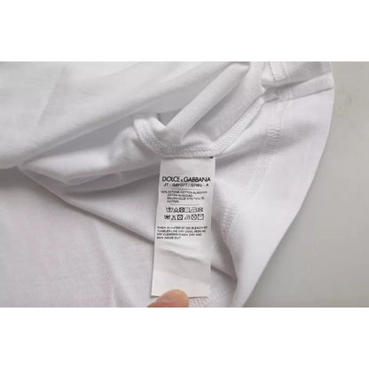 Dolce & Gabbana White Logo Round Neck Short Sleeves T-shirt