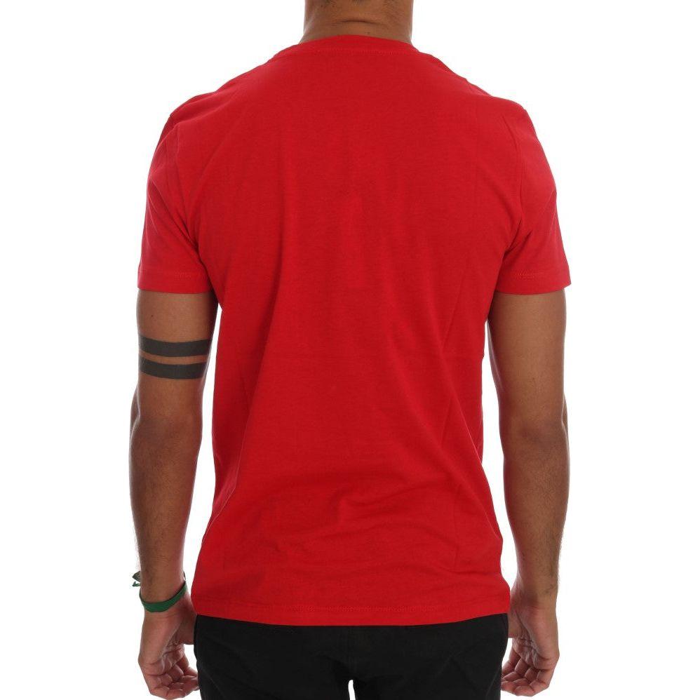 Frankie Morello Red Cotton RIDERS Crewneck T-Shirt