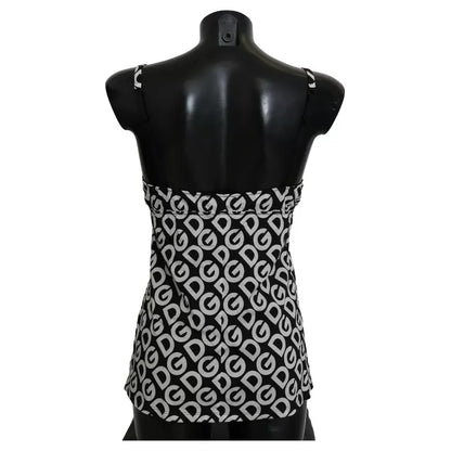 Dolce & Gabbana Black DG Mania Print Sleeveless Swimwear