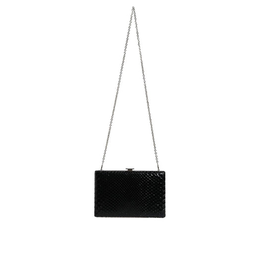 Dolce & Gabbana Black Leather Silver Frame Clutch Mini Crossbody Bag BAG1533