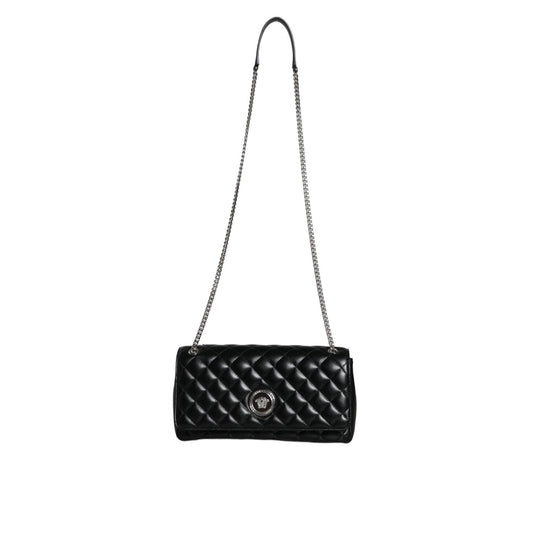 Versace Black Quilted Lambskin Leather Crossbody Shoulder Bag BAG1604