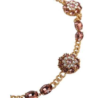 Dolce & Gabbana Gold Tone Brass Crystal Embellished Belt