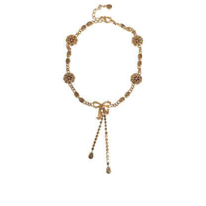 Dolce & Gabbana Gold Tone Brass Crystal Embellished Waist Chain Belt