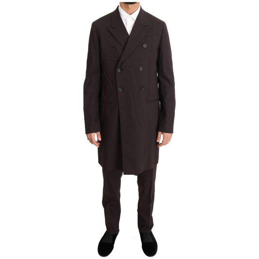 Dolce & Gabbana Bordeaux Wool Stretch Long 3 Piece Suit Suit