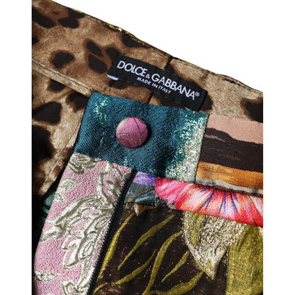 Dolce & Gabbana Multicolor Patchwork Jacquard High Waist Pants