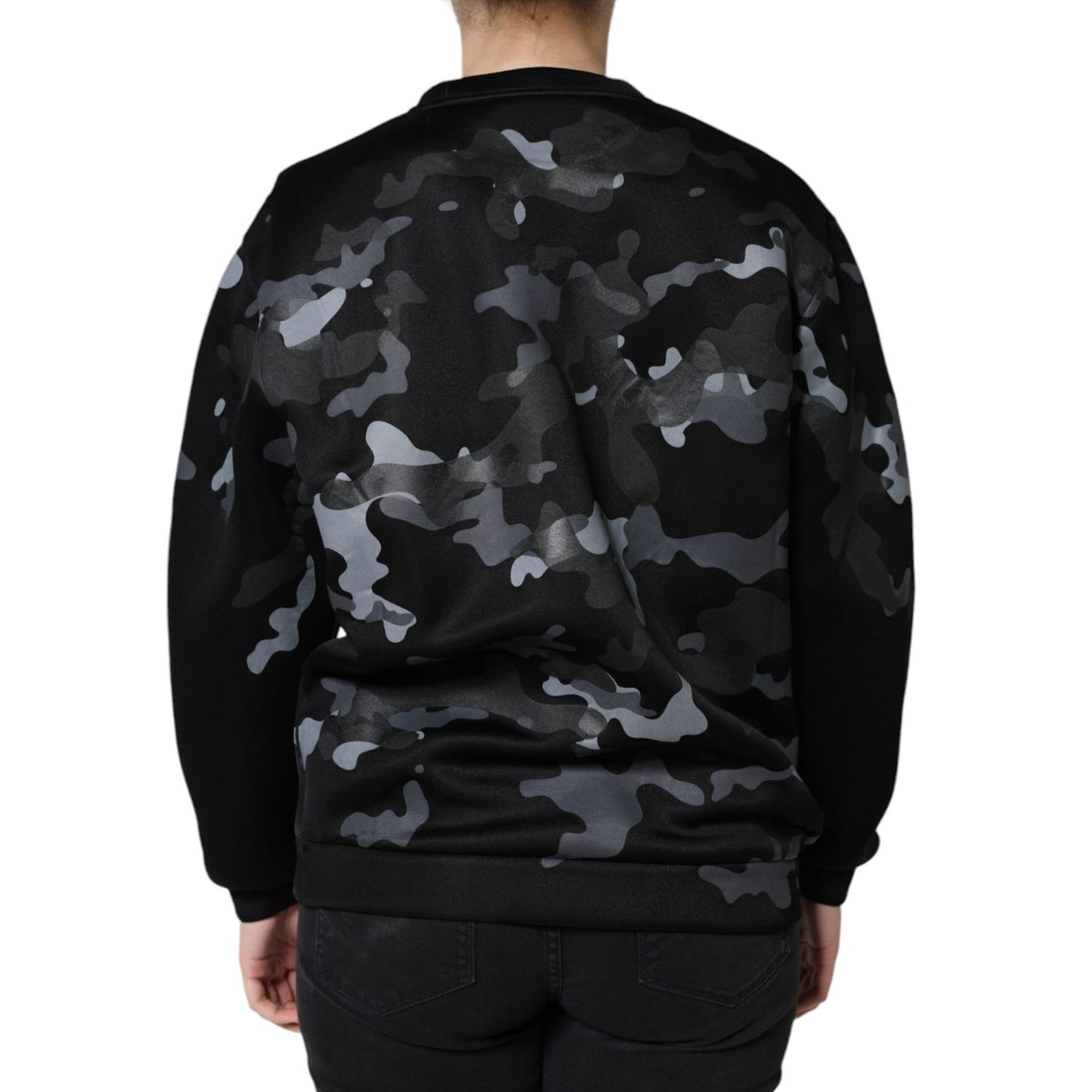Dolce & Gabbana Black Camouflage Round Neck Sweatshirt Sweater