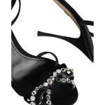Dolce & Gabbana Black Suede Crystals KEIRA Sandals Shoes LA11654-40.5