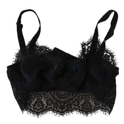 Dolce & Gabbana Black Floral Lace Stretch Bralette Underwear