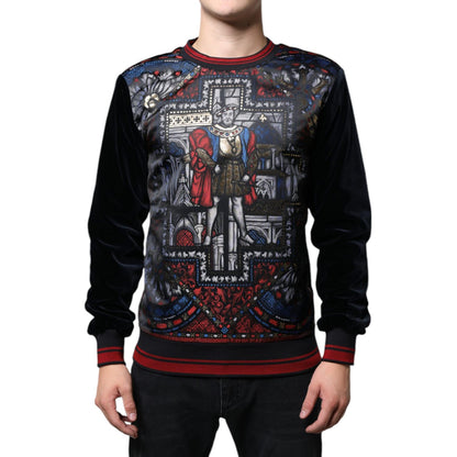 Dolce & Gabbana Multicolor Jacquard Crew Neck Sweatshirt Sweater