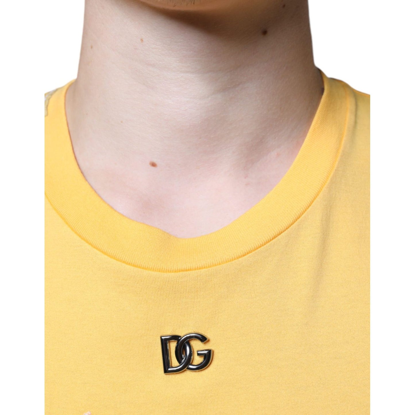 Dolce & Gabbana Yellow Secret Graden Floral Cotton Crew Neck T-shirt