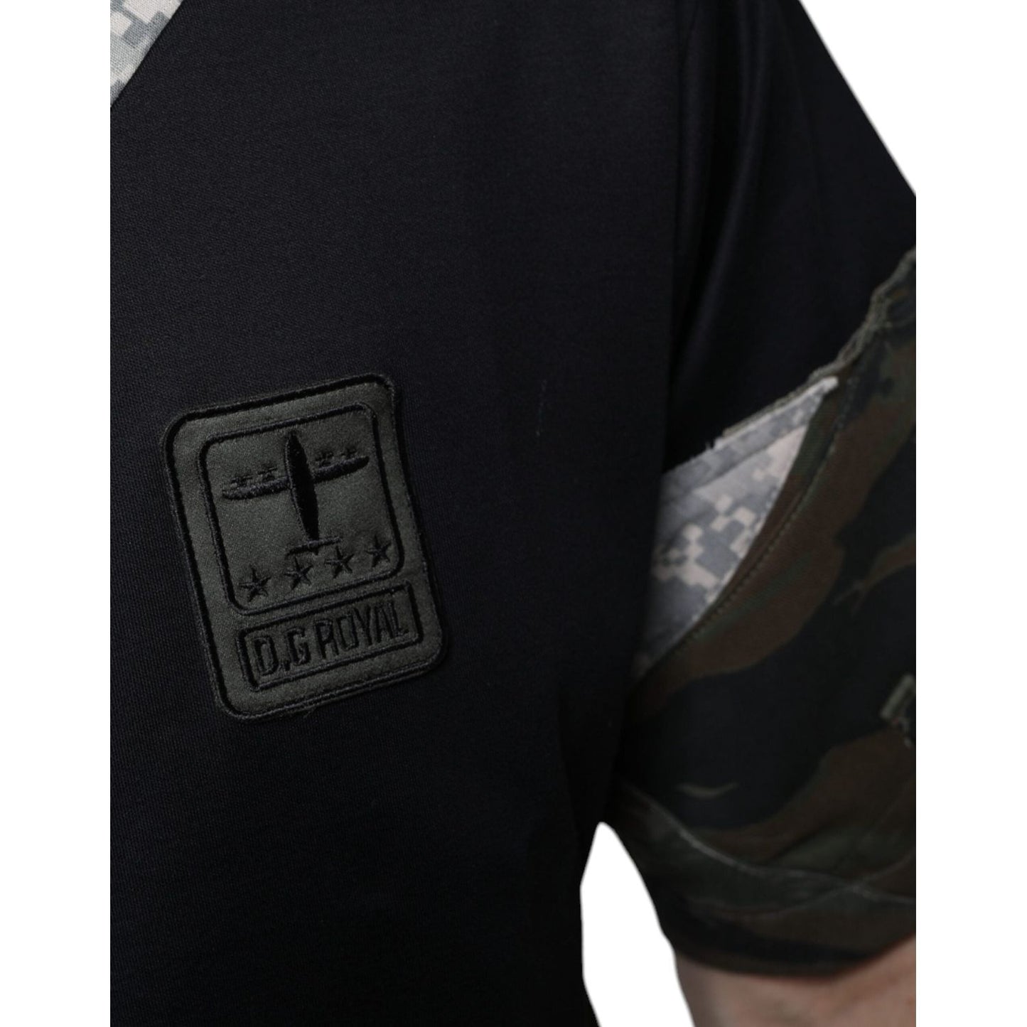 Dolce & Gabbana Multicolor Camouflage Patchwork DG Royal T-shirt