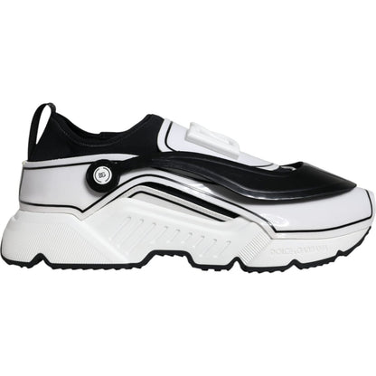 Dolce & Gabbana White Black Logo Plaque Daymaster Sneakers Shoes