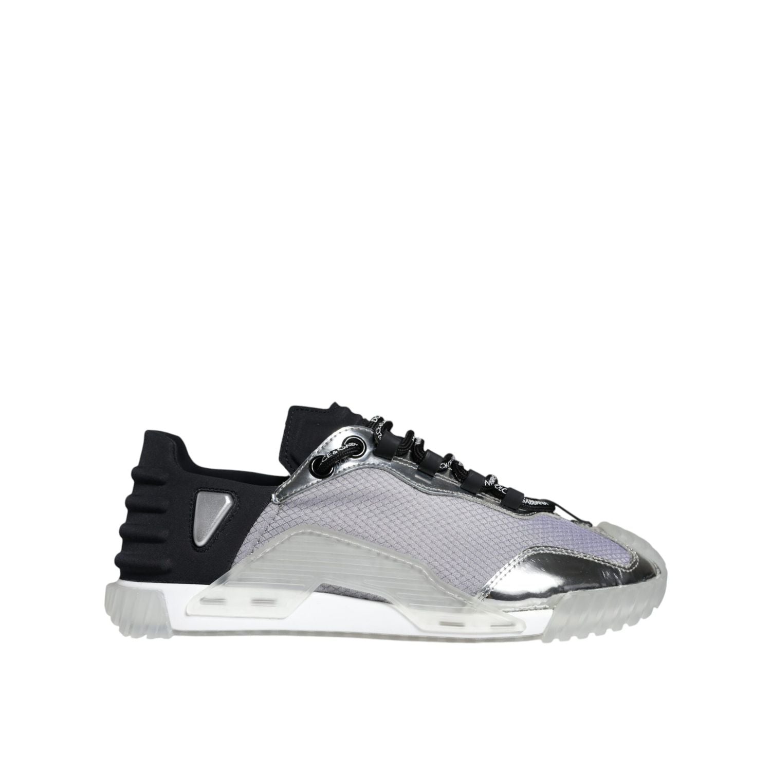 Dolce & Gabbana Silver Black Nylon NS1 Low Top Sneakers Shoes
