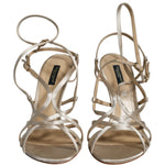Dolce & Gabbana Beige Leather Stiletto Heels Sandals Shoes LA7708-36
