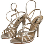 Dolce & Gabbana Beige Leather Stiletto Heels Sandals Shoes LA7708-36