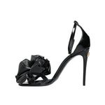 Dolce & Gabbana Black Leather Ankle Strap Heel Sandals Shoes