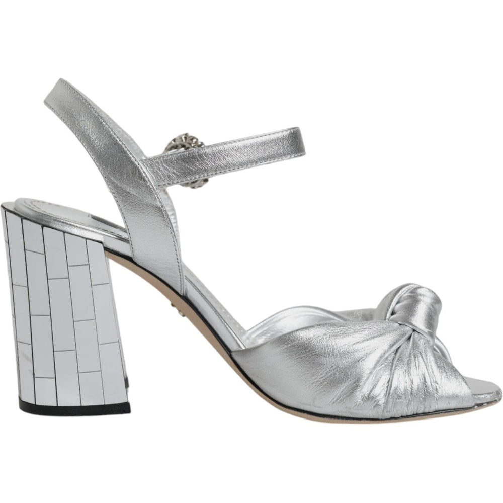 Dolce & Gabbana Silver Mirror Heels KEIRA Sandals Shoes LA11777-38.5