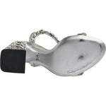 Dolce & Gabbana Silver Leather T-strap Crystal Sandals Shoes