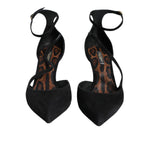 Dolce & Gabbana Black Suede Ankle Strap Heels Pumps Shoes