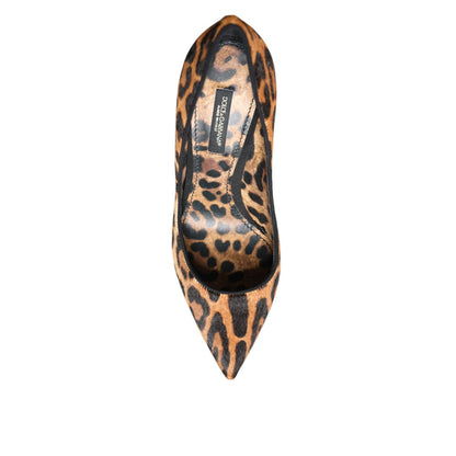 Dolce & Gabbana Brown Leopard Calf Hair Heels Pumps Shoes