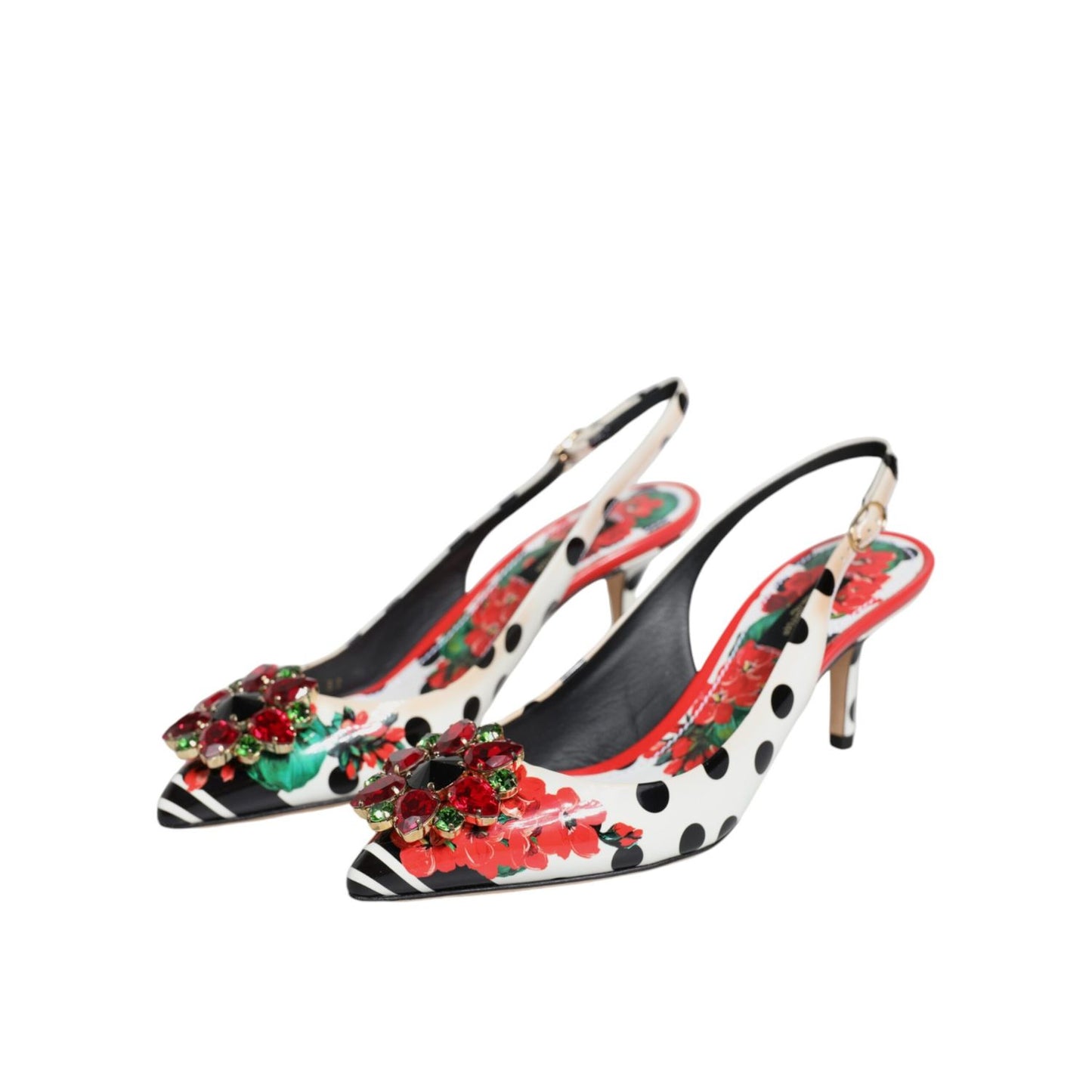 Dolce & Gabbana Multicolor Crystal Heels Slingback Shoes