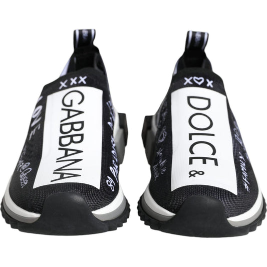 Dolce & Gabbana Black White Sorrento Low Top Sneakers Shoes LA9176-35.5