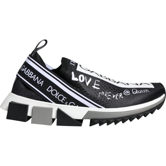 Dolce & Gabbana Black White Sorrento Low Top Sneakers Shoes LA9176-35.5