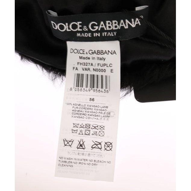 Dolce & Gabbana Black Xiangao Lamb Fur Beanie HAT21012-1