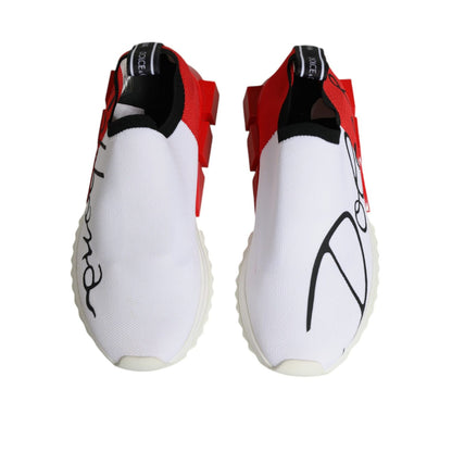 Dolce & Gabbana White Red Low Top Sorrento Men Sneakers Shoes