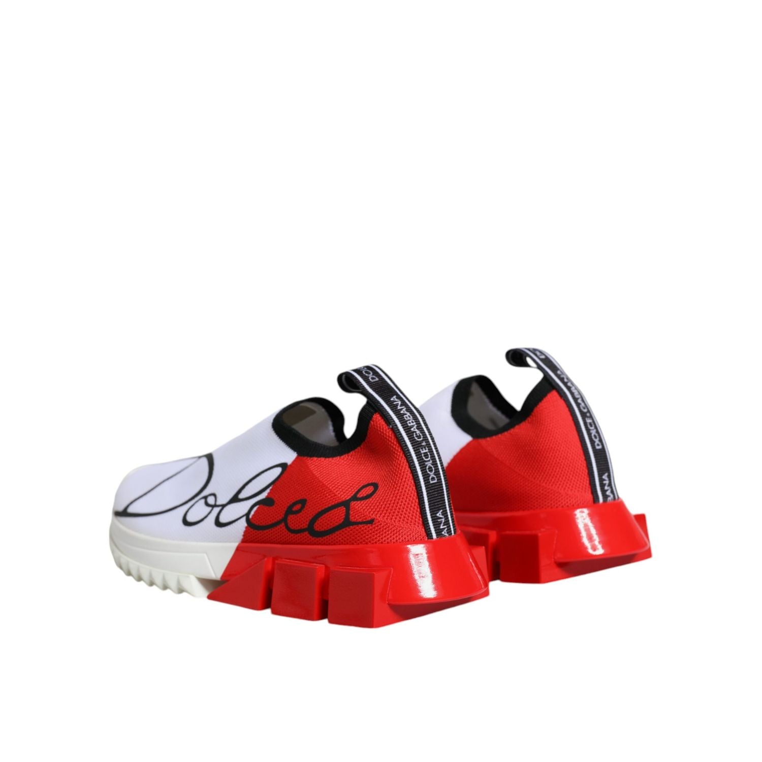 Dolce & Gabbana White Red Low Top Sorrento Men Sneakers Shoes